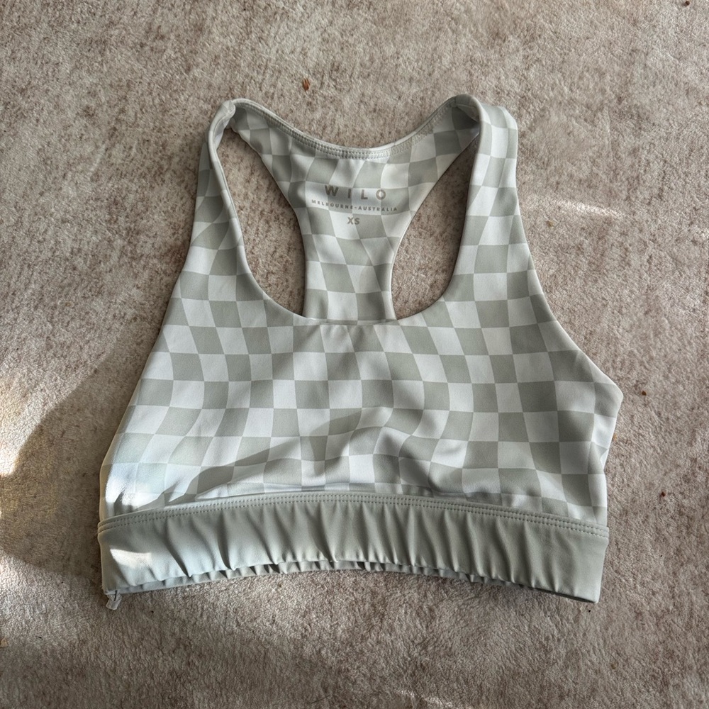 WILO light mint Checkered Racerback Bra